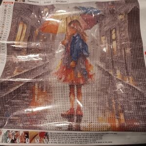 Colorful Diamond Art with Blue and Orange Accents 30x30